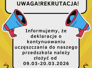 Kontynuacja wychowania przedszkolnego na rok szkolny 2026/2027