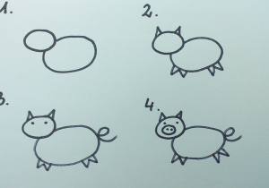 Narysuj świnkę według wzoru.
